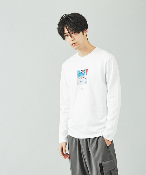 ABAHOUSE GRAY(アバハウスグレイ)の「【Kaepa】Artプリント 長袖Tシャツ(Tシャツ/カットソー・メンズ・ホワイト/ベージュ/グレイッシュブルー/ブラック・46/48)」の3枚目の写真