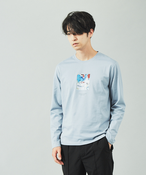 ABAHOUSE GRAY(アバハウスグレイ)の「【Kaepa】Artプリント 長袖Tシャツ(Tシャツ/カットソー・メンズ・ホワイト/ベージュ/グレイッシュブルー/ブラック・46/48)」の2枚目の写真