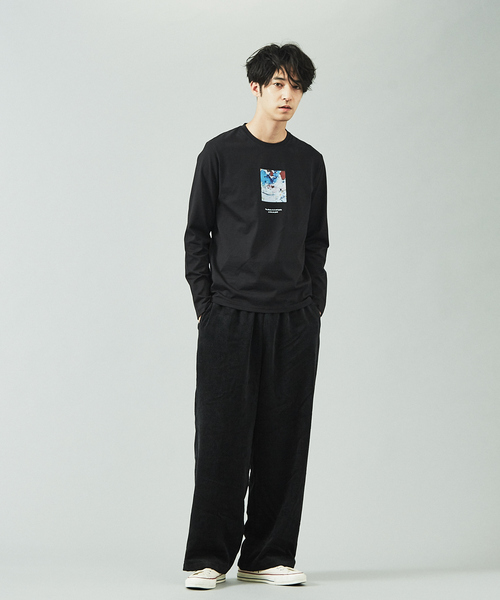 ABAHOUSE GRAY(アバハウスグレイ)の「【Kaepa】Artプリント 長袖Tシャツ(Tシャツ/カットソー・メンズ・ホワイト/ベージュ/グレイッシュブルー/ブラック・46/48)」の5枚目の写真