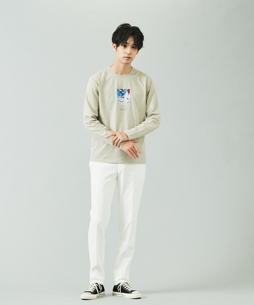 ABAHOUSE GRAY(アバハウスグレイ)の「【Kaepa】Artプリント 長袖Tシャツ(Tシャツ/カットソー・メンズ・ホワイト/ベージュ/グレイッシュブルー/ブラック・46/48)」の18枚目の写真