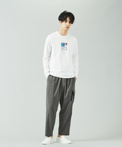 ABAHOUSE GRAY(アバハウスグレイ)の「【Kaepa】Artプリント 長袖Tシャツ(Tシャツ/カットソー・メンズ・ホワイト/ベージュ/グレイッシュブルー/ブラック・46/48)」の22枚目の写真