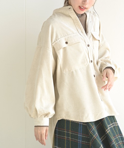 rps(アールピーエス)の「ミドルコールバンドカラーシャツチュニック(シャツ/ブラウス・レディース・ベージュ/カーキ/アイボリー/ブラウン/グレイッシュブルー/グレー/ベージュ系その他/モカ/ラベンダー・M)」の19枚目の写真