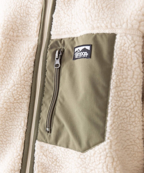 OUTDOOR PRODUCTS(アウトドアプロダクツ)の「防風ボアスタンドブルゾン ボアフリースジャケット モコモコ(ブルゾン・メンズ・ダークブラウン/アイボリー/クリーム/ライトブラウン・MEDIUM/LARGE/X-LARGE)」の16枚目の写真