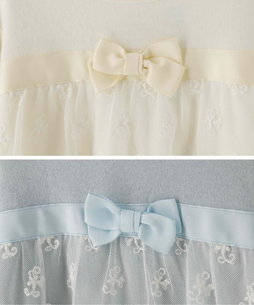 Catherine Cottage（キャサリンコテージ）の「レース切替　リボントップス（Tシャツ/カットソー・キッズ・オフホワイト/サックスブルー・110/120/130/140/150）」の4枚目の写真