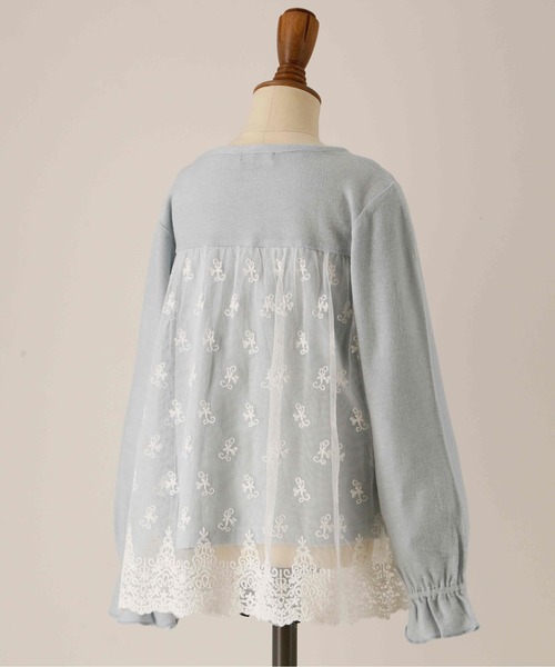Catherine Cottage（キャサリンコテージ）の「レース切替　リボントップス（Tシャツ/カットソー・キッズ・オフホワイト/サックスブルー・110/120/130/140/150）」の6枚目の写真