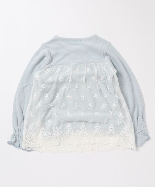 Catherine Cottage（キャサリンコテージ）の「レース切替　リボントップス（Tシャツ/カットソー・キッズ・オフホワイト/サックスブルー・110/120/130/140/150）」の9枚目の写真