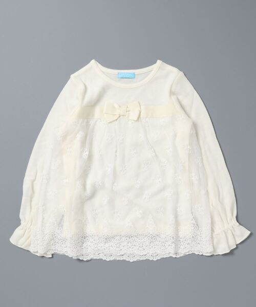 Catherine Cottage（キャサリンコテージ）の「レース切替　リボントップス（Tシャツ/カットソー・キッズ・オフホワイト/サックスブルー・110/120/130/140/150）」の7枚目の写真