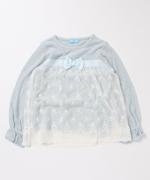 Catherine Cottage（キャサリンコテージ）の「レース切替　リボントップス（Tシャツ/カットソー・キッズ・オフホワイト/サックスブルー・110/120/130/140/150）」の8枚目の写真