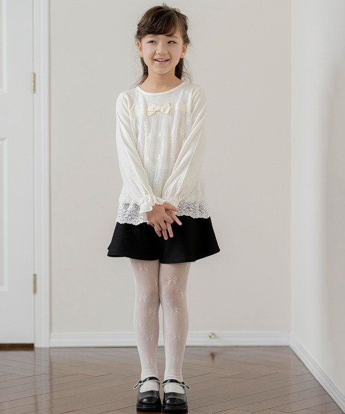 Catherine Cottage（キャサリンコテージ）の「レース切替　リボントップス（Tシャツ/カットソー・キッズ・オフホワイト/サックスブルー・110/120/130/140/150）」の10枚目の写真