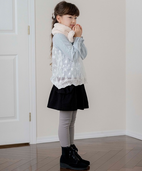 Catherine Cottage（キャサリンコテージ）の「レース切替　リボントップス（Tシャツ/カットソー・キッズ・オフホワイト/サックスブルー・110/120/130/140/150）」の11枚目の写真