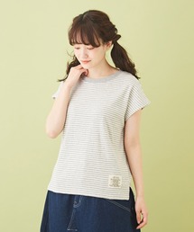 CUBE SUGAR（キューブシュガー）の「ショートスラブフライスボーダーフレンチクルーネック（Tシャツ/カットソー）」