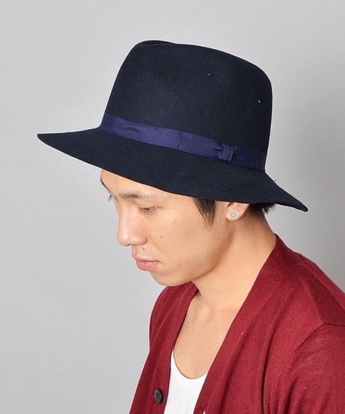 SHIPS JET BLUE(シップスジェットブルー)の「JB: ロングブリム フェドラ フェルトハット(ハット・メンズ・ネイビー/ブラック/カーキ・ONE SIZE)」の1枚目の写真