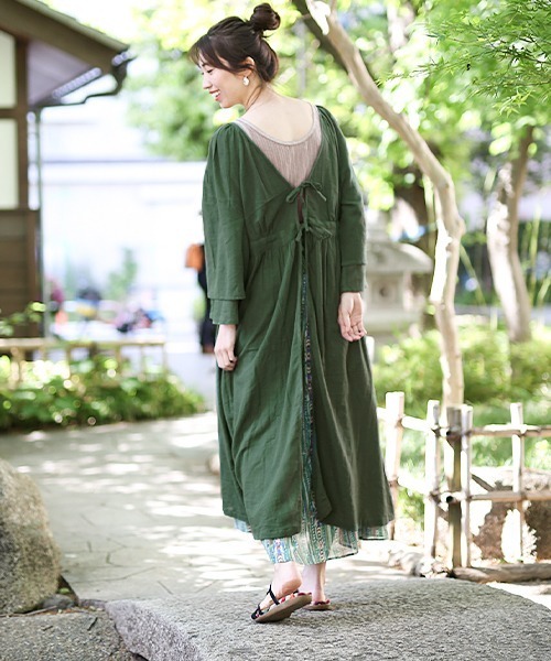 チチカカ（チチカカ）の「エコフレンドリーダイ2WAYワンピース（ワンピース・レディース・ベージュ/レッド/グリーン・FREE）」の10枚目の写真