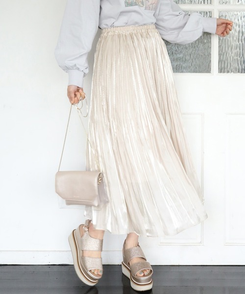 one after another NICE CLAUP(ワンアフターアナザーナイスクラップ)の「イレヘムプリーツスカート(スカート・レディース・ベージュ/その他1/アイボリー/その他2・FREE)」の3枚目の写真