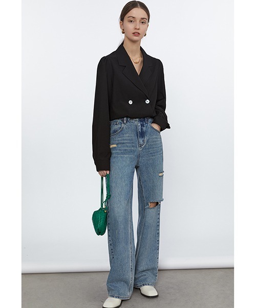 Fano Studios（ファノ ストゥディオズ）の「【Fano Studios】Wide straight damage denim pants FC21K022（デニムパンツ・レディース・ブルー・M/S/L）」の2枚目の写真