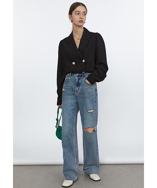 Fano Studios（ファノ ストゥディオズ）の「【Fano Studios】Wide straight damage denim pants FC21K022（デニムパンツ・レディース・ブルー・M/S/L）」の3枚目の写真