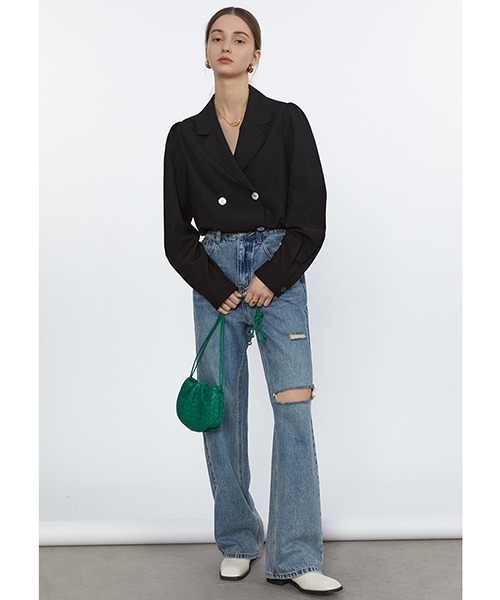 Fano Studios（ファノ ストゥディオズ）の「【Fano Studios】Wide straight damage denim pants FC21K022（デニムパンツ・レディース・ブルー・M/S/L）」の4枚目の写真