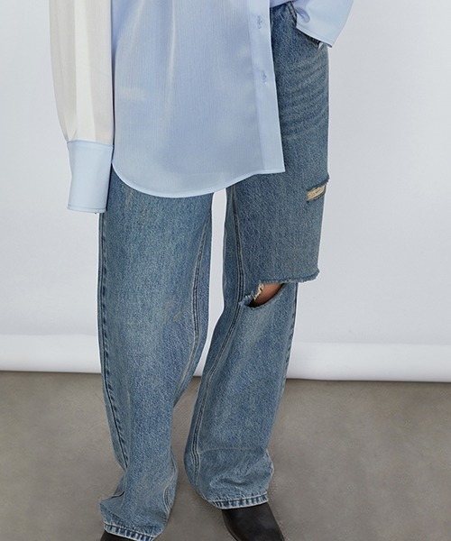 Fano Studios（ファノ ストゥディオズ）の「【Fano Studios】Wide straight damage denim pants FC21K022（デニムパンツ・レディース・ブルー・M/S/L）」の7枚目の写真