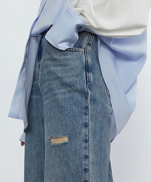 Fano Studios（ファノ ストゥディオズ）の「【Fano Studios】Wide straight damage denim pants FC21K022（デニムパンツ・レディース・ブルー・M/S/L）」の10枚目の写真