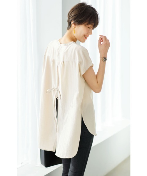 GeeRA(ジーラ)の「バックスリットリボンシャツ(シャツ/ブラウス・レディース・アイボリー/パープル/ブラック・X-LARGE/XX-LARGE/MEDIUM/LARGE)」の9枚目の写真