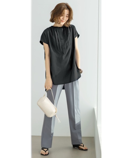 GeeRA(ジーラ)の「バックスリットリボンシャツ(シャツ/ブラウス・レディース・アイボリー/パープル/ブラック・X-LARGE/XX-LARGE/MEDIUM/LARGE)」の10枚目の写真