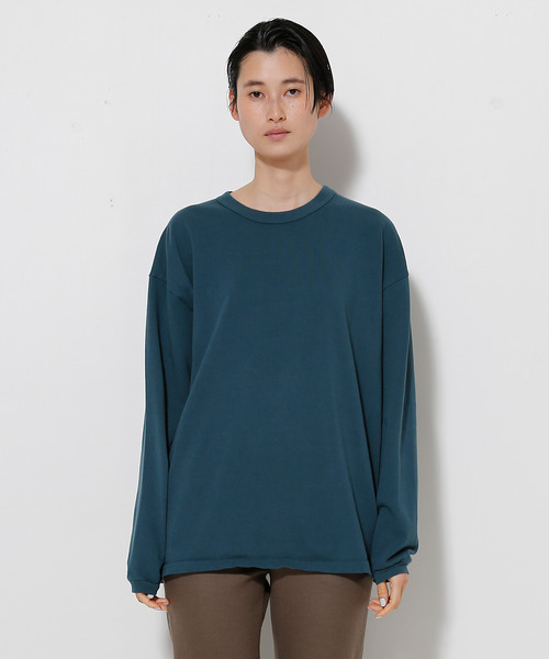 UNDECORATED(アンデコレイテッド)の「UNDECORATED アンデコレイテッド / ORGANIC CO L/S TEE オーガニックコットン製品染めオーバーサイズ長袖Tシャツ / UDF21102(Tシャツ/カットソー・メンズ・チャコールグレー/ダークブルー/ホワイト/キナリ・0/1/2/3)」の4枚目の写真