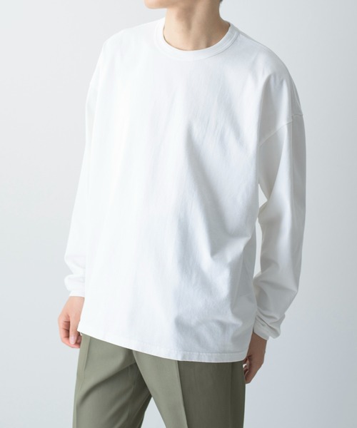 UNDECORATED(アンデコレイテッド)の「UNDECORATED アンデコレイテッド / ORGANIC CO L/S TEE オーガニックコットン製品染めオーバーサイズ長袖Tシャツ / UDF21102(Tシャツ/カットソー・メンズ・チャコールグレー/ダークブルー/ホワイト/キナリ・0/1/2/3)」の2枚目の写真