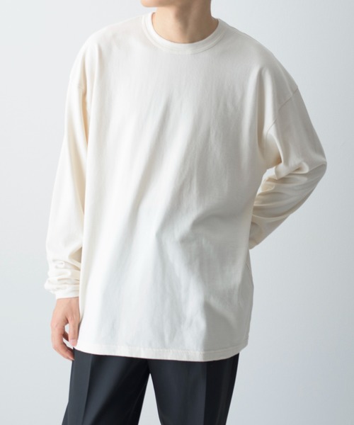 UNDECORATED(アンデコレイテッド)の「UNDECORATED アンデコレイテッド / ORGANIC CO L/S TEE オーガニックコットン製品染めオーバーサイズ長袖Tシャツ / UDF21102(Tシャツ/カットソー・メンズ・チャコールグレー/ダークブルー/ホワイト/キナリ・0/1/2/3)」の3枚目の写真