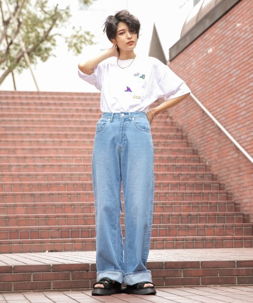 RAGEBLUE（レイジブルー）の「デニムワイドパンツ/935126（デニムパンツ・レディース・ブルー/ライトブルー/ホワイト・SMALL/MEDIUM）」の4枚目の写真