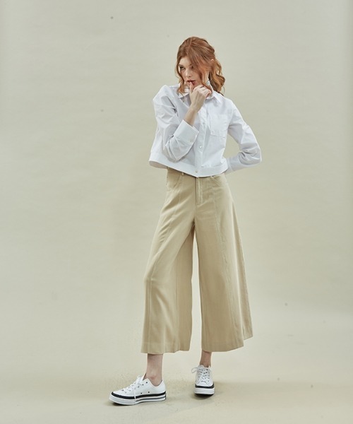manavis7（マナビスセブン）の「【MANAVIS7 】ワイドステッチスラックス / WIDE STITCH SLACKS（スラックス・レディース・ブラック/ベージュ・SMALL/MEDIUM）」の4枚目の写真