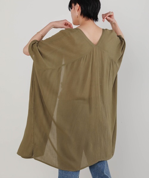 Bou Jeloud(ブージュルード)の「レーヨンクレープチュニック(シャツ/ブラウス・レディース・オフホワイト/ベージュ/ネイビー/ライトカーキ・FREE)」の21枚目の写真