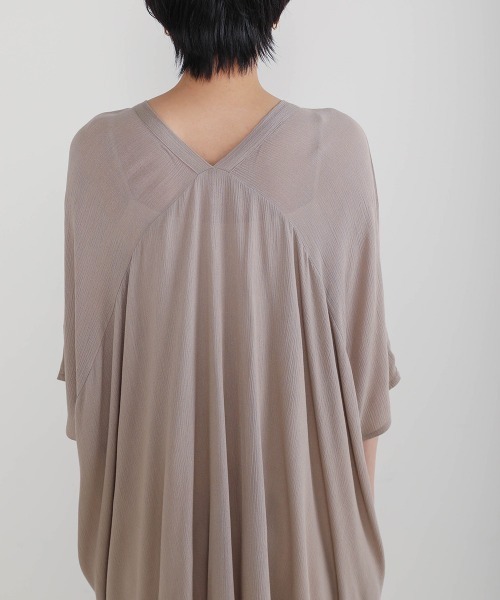 Bou Jeloud(ブージュルード)の「レーヨンクレープチュニック(シャツ/ブラウス・レディース・オフホワイト/ベージュ/ネイビー/ライトカーキ・FREE)」の22枚目の写真