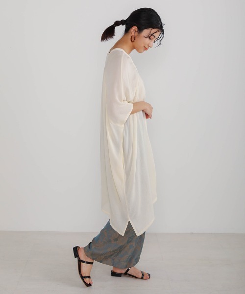 Bou Jeloud(ブージュルード)の「レーヨンクレープチュニック(シャツ/ブラウス・レディース・オフホワイト/ベージュ/ネイビー/ライトカーキ・FREE)」の9枚目の写真