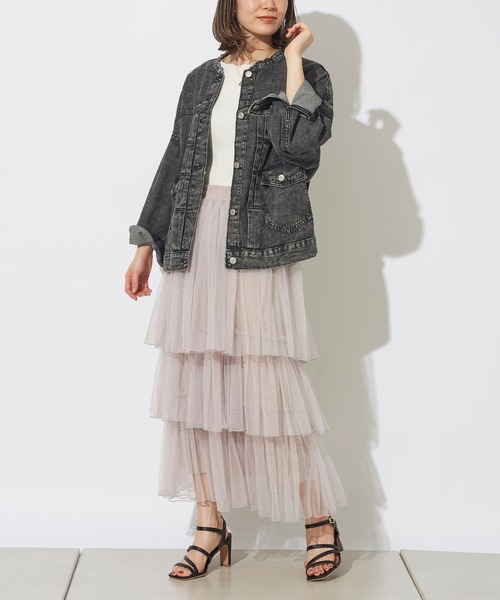 prose verse（プロズヴェール）の「チュールティアードスカート（スカート・レディース・ブラック/ピンク/グレイッシュベージュ・ﾌﾘ-）」の5枚目の写真
