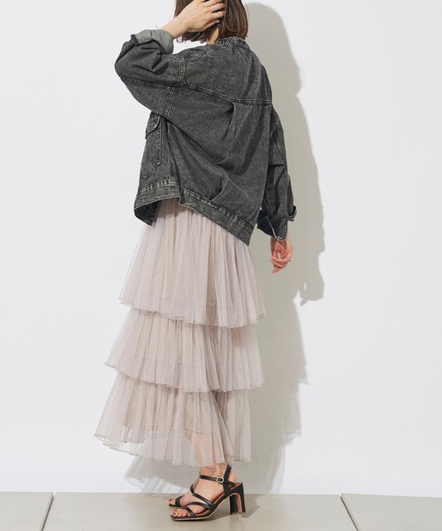 prose verse（プロズヴェール）の「チュールティアードスカート（スカート・レディース・ブラック/ピンク/グレイッシュベージュ・ﾌﾘ-）」の7枚目の写真