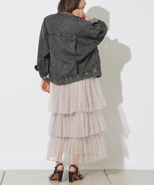 prose verse（プロズヴェール）の「チュールティアードスカート（スカート・レディース・ブラック/ピンク/グレイッシュベージュ・ﾌﾘ-）」の8枚目の写真