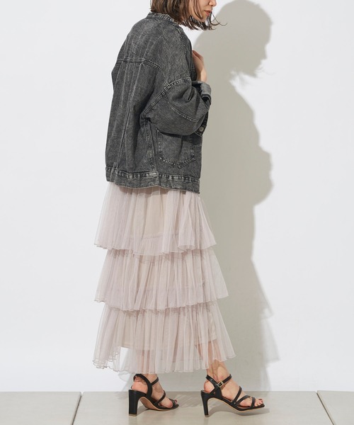 prose verse（プロズヴェール）の「チュールティアードスカート（スカート・レディース・ブラック/ピンク/グレイッシュベージュ・ﾌﾘ-）」の9枚目の写真