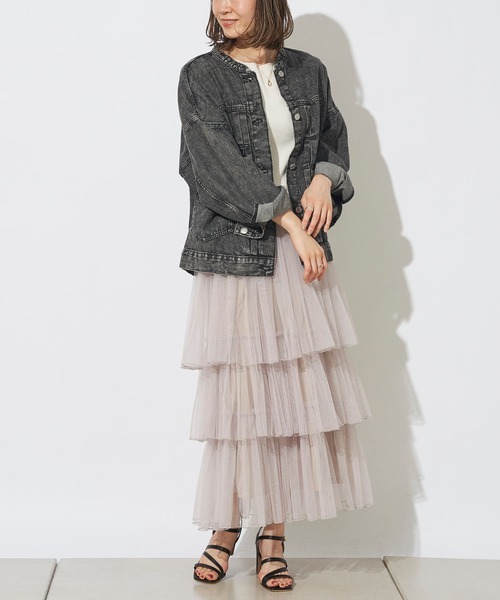 prose verse（プロズヴェール）の「チュールティアードスカート（スカート・レディース・ブラック/ピンク/グレイッシュベージュ・ﾌﾘ-）」の10枚目の写真