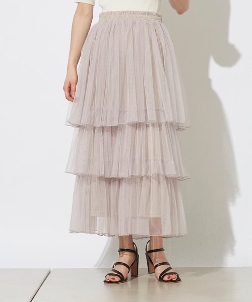 prose verse（プロズヴェール）の「チュールティアードスカート（スカート・レディース・ブラック/ピンク/グレイッシュベージュ・ﾌﾘ-）」の11枚目の写真