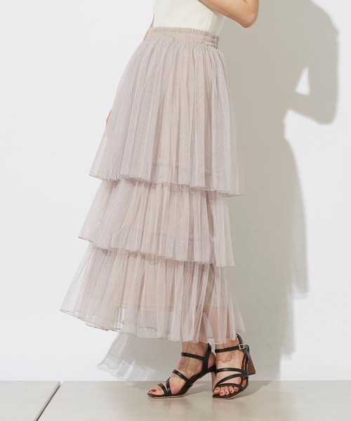 prose verse（プロズヴェール）の「チュールティアードスカート（スカート・レディース・ブラック/ピンク/グレイッシュベージュ・ﾌﾘ-）」の12枚目の写真