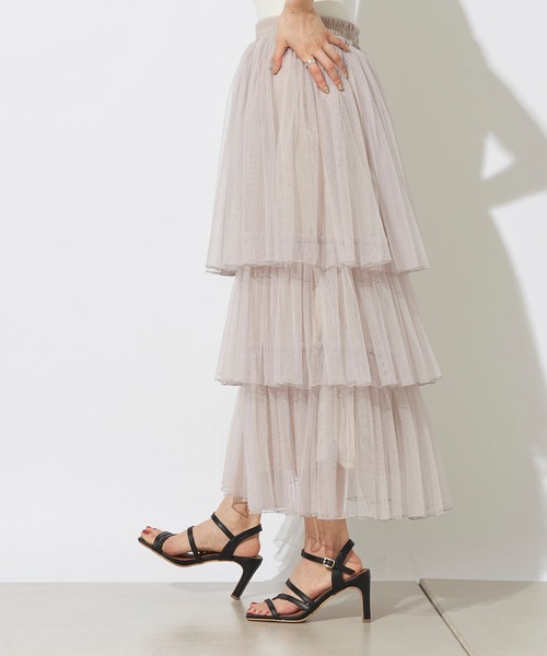 prose verse（プロズヴェール）の「チュールティアードスカート（スカート・レディース・ブラック/ピンク/グレイッシュベージュ・ﾌﾘ-）」の13枚目の写真