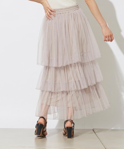 prose verse（プロズヴェール）の「チュールティアードスカート（スカート・レディース・ブラック/ピンク/グレイッシュベージュ・ﾌﾘ-）」の14枚目の写真