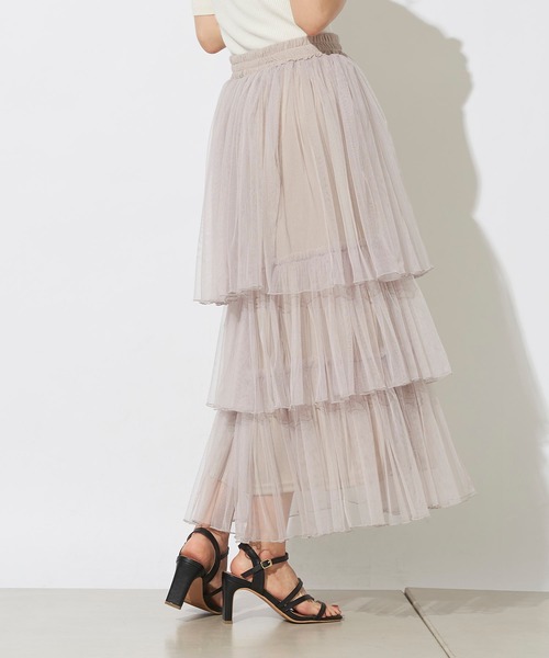 prose verse（プロズヴェール）の「チュールティアードスカート（スカート・レディース・ブラック/ピンク/グレイッシュベージュ・ﾌﾘ-）」の15枚目の写真