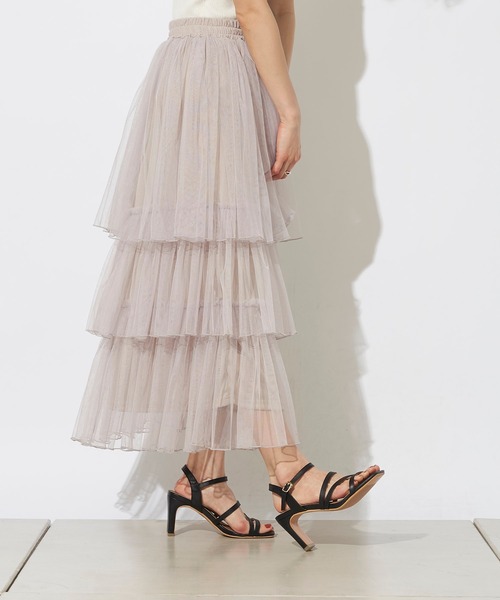 prose verse（プロズヴェール）の「チュールティアードスカート（スカート・レディース・ブラック/ピンク/グレイッシュベージュ・ﾌﾘ-）」の16枚目の写真
