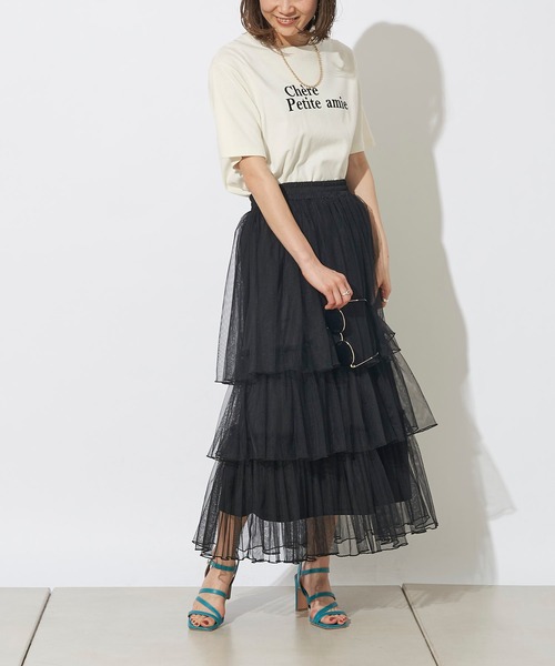 prose verse（プロズヴェール）の「チュールティアードスカート（スカート・レディース・ブラック/ピンク/グレイッシュベージュ・ﾌﾘ-）」の17枚目の写真