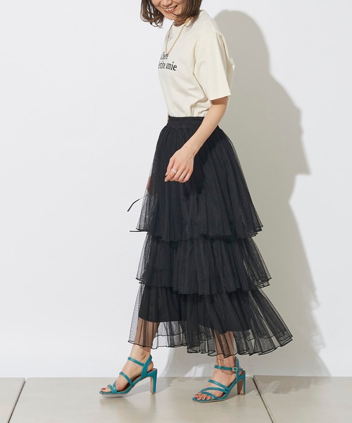 prose verse（プロズヴェール）の「チュールティアードスカート（スカート・レディース・ブラック/ピンク/グレイッシュベージュ・ﾌﾘ-）」の18枚目の写真