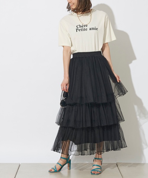 prose verse（プロズヴェール）の「チュールティアードスカート（スカート・レディース・ブラック/ピンク/グレイッシュベージュ・ﾌﾘ-）」の19枚目の写真