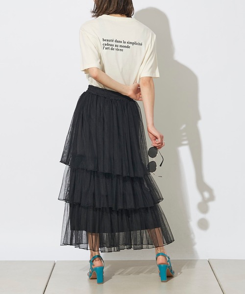 prose verse（プロズヴェール）の「チュールティアードスカート（スカート・レディース・ブラック/ピンク/グレイッシュベージュ・ﾌﾘ-）」の20枚目の写真