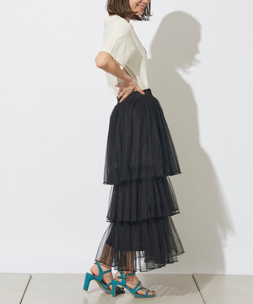 prose verse（プロズヴェール）の「チュールティアードスカート（スカート・レディース・ブラック/ピンク/グレイッシュベージュ・ﾌﾘ-）」の21枚目の写真