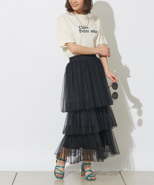prose verse（プロズヴェール）の「チュールティアードスカート（スカート・レディース・ブラック/ピンク/グレイッシュベージュ・ﾌﾘ-）」の22枚目の写真